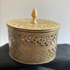 Vintage Brass Box with Lid  Potpourri Box Openwork Pierced Brass Box